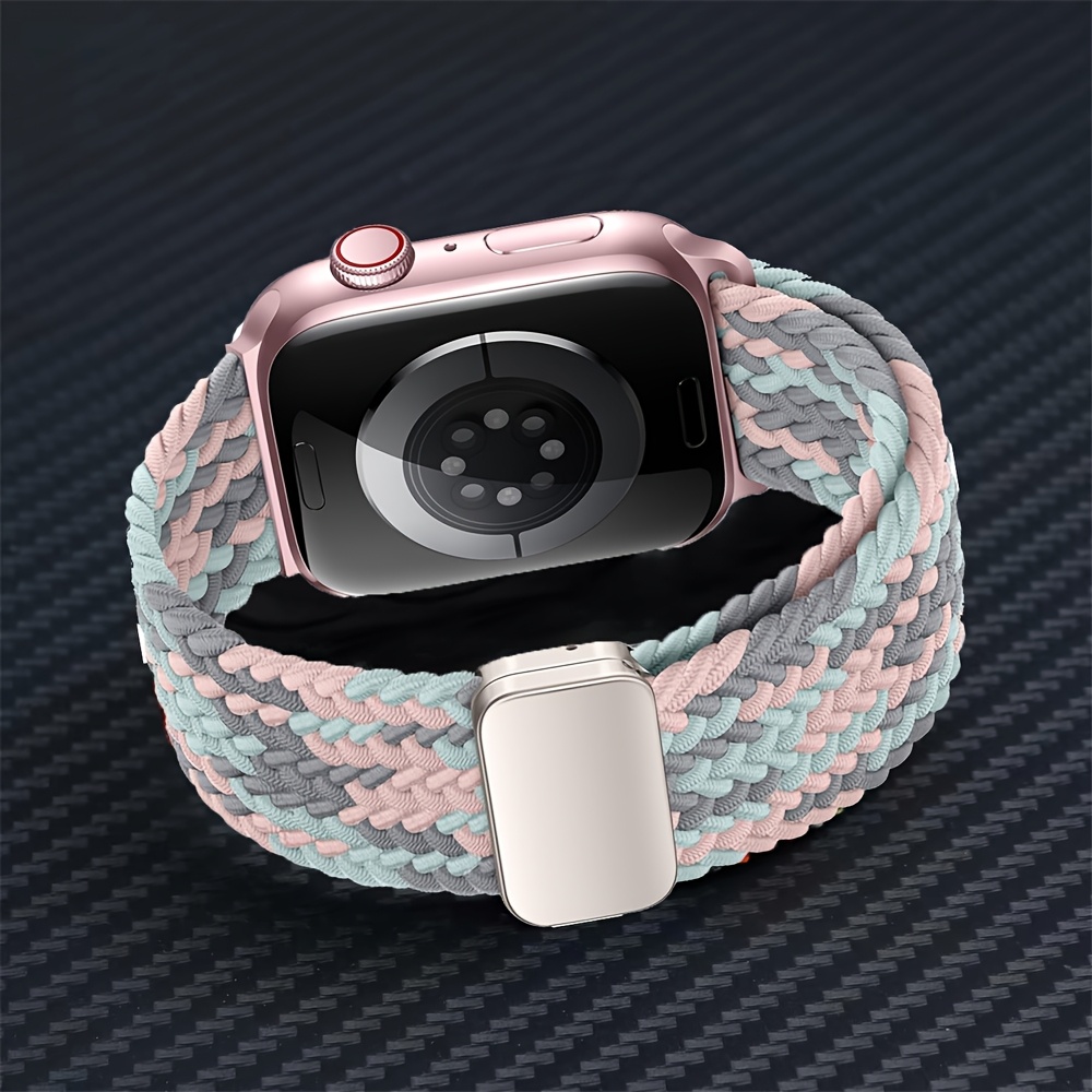 TEMU Correa de reloj de nailon elástico tejido para Apple Watch Series 11 46Mm 42Mm 9-7 45Mm 41Mm, correa para 654 44Mm 40Mm 3 38Mm con hebilla
