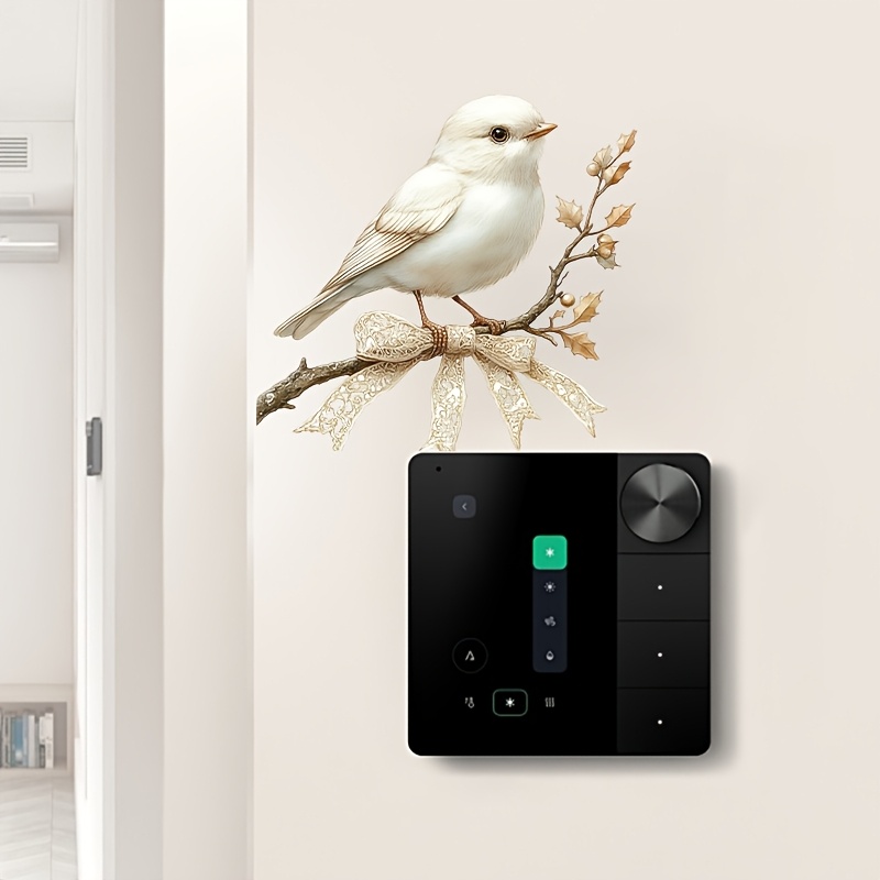 1pc Of White Small Bird Wall Switch Panel Decorative Sticker, Suitable For Living Room, Bedroom Entrance, And Air Conditioning Control Panel Home Decor Wall Sticker