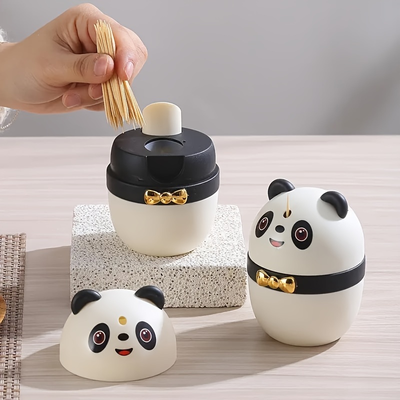 

Toothpick Box Automatically Pops Up Toothpick Holder Creative Cartoon Panda Portable Plastic Box For Restaurants/cafes