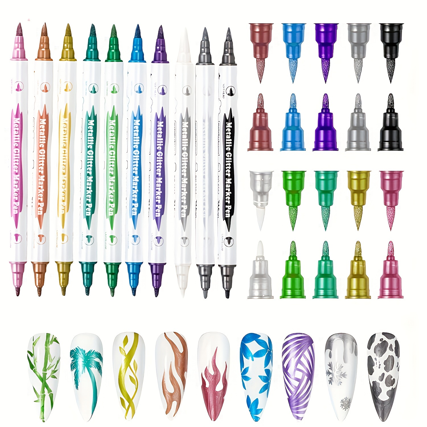 

10pcs 3d Art Polishing Pens Set, -tip Art Pens, Dotting Brushes, Formaldehyde-free, Diy Decoration And Painting Kit