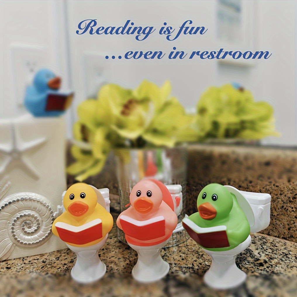 

1/4 Set Of Toilet Reading Ducks (random Color), Reading Day Party Gift, Book Day Party Gift, Party Favors