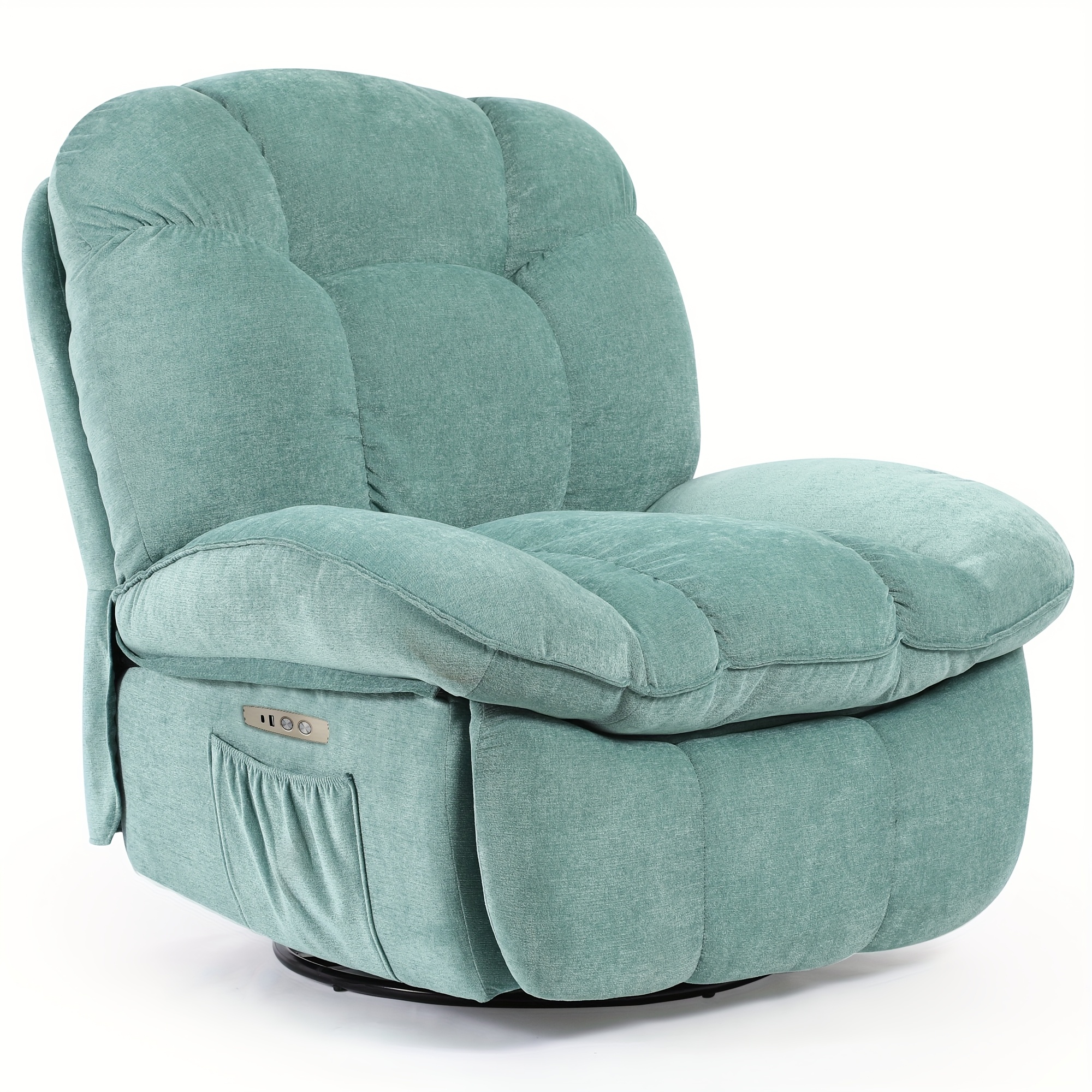 TEMU Swivel Recliner Chair With Vibration Massage And Heated, Modern Single Sofa Glider Recliner,power Rocking Chair With Usb,usb-c And Side Pocket,living Room Decoration.