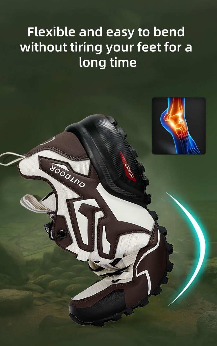 mens womens all terrain hiking outdoor shoes lightweight breathable trekking boots with md rubber anti skid sole cushioning insole brown white   for     unisex Product details 2