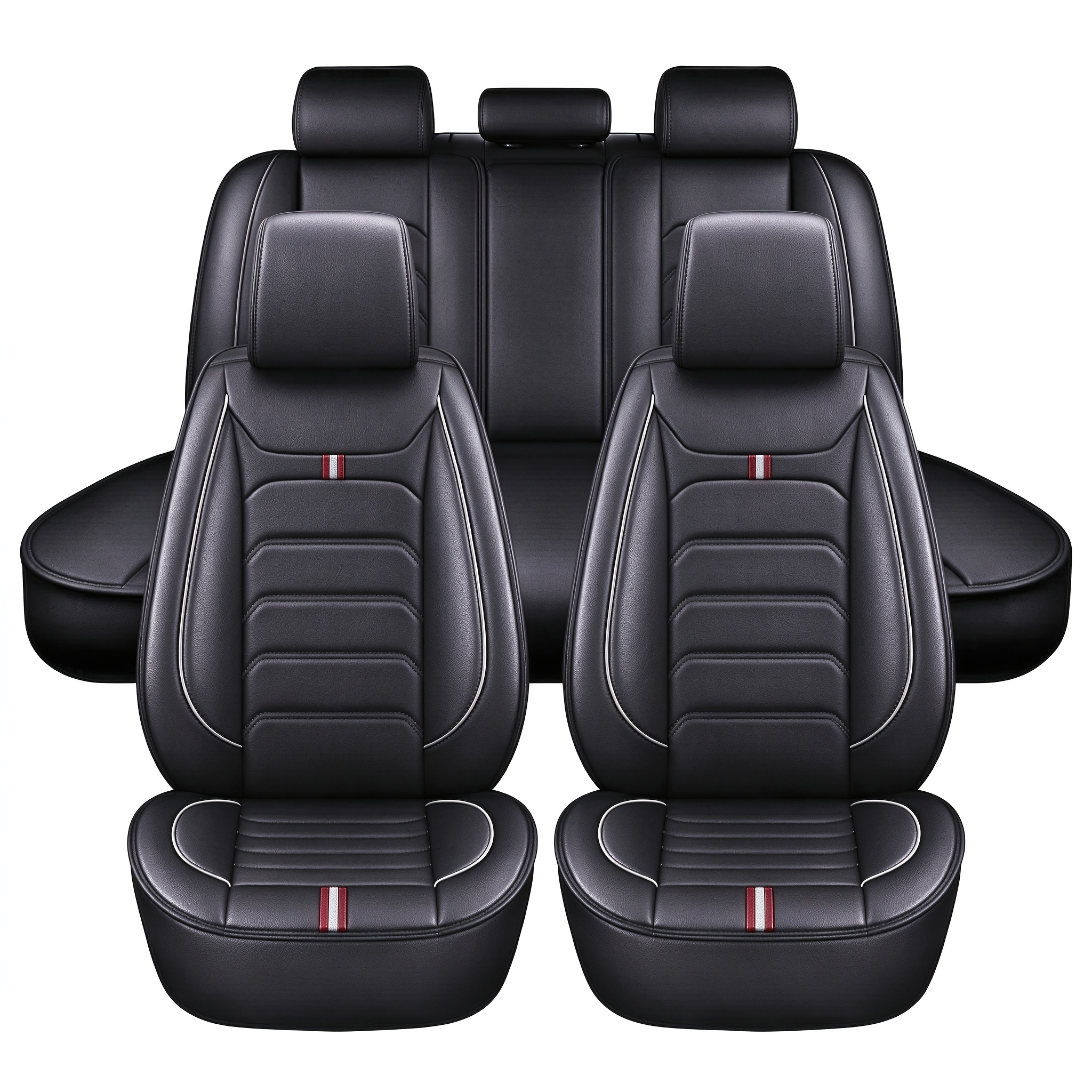 TEMU 5 Seat Premium Faux Leather Full Set Car Seat Cover For Car Full Surrounded Cushion Protector Universal Fit For Most Cars, Trucks, Sedans And
