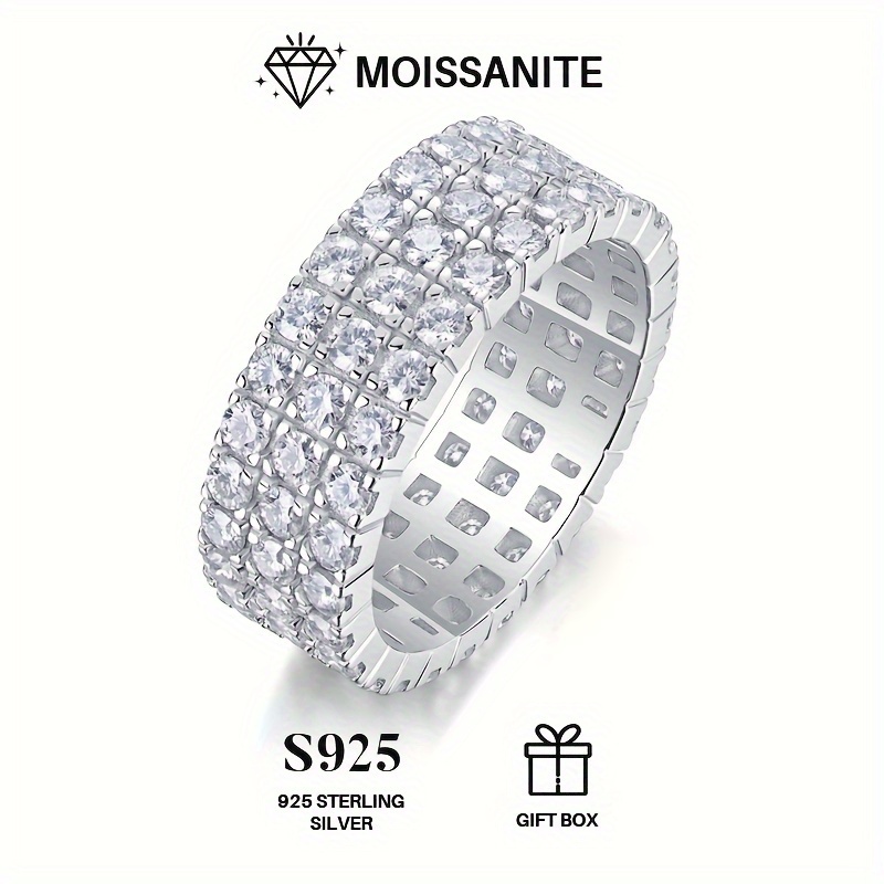 Women's 925 Silver Moissanite Eternity Ring
