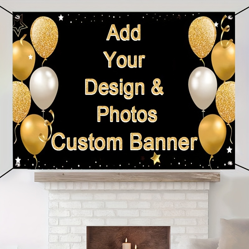 

Customizable 1pc Birthday Banner With Grommets - Personalized Text & Photo, Perfect For Indoor/outdoor Parties & Graduation Decorations