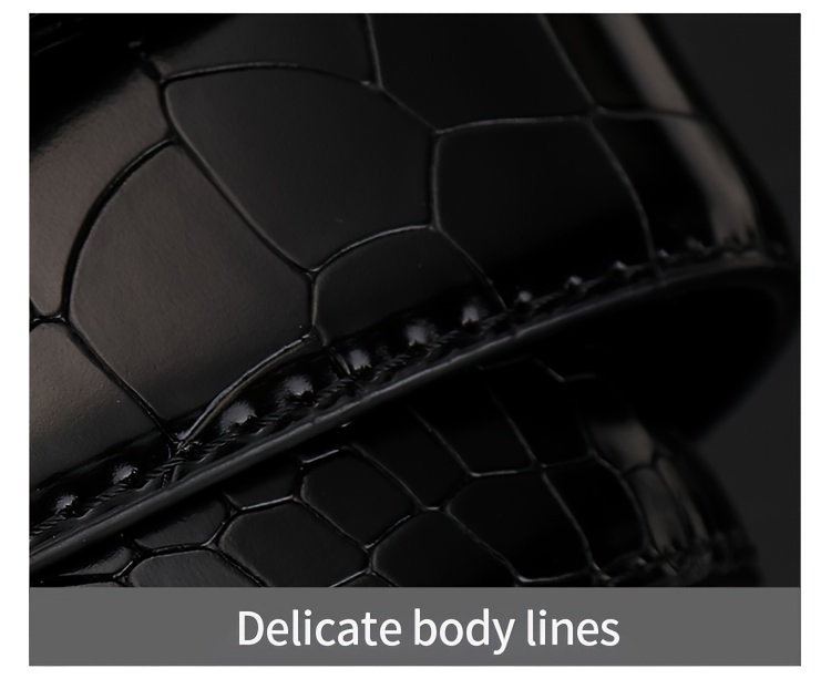 premium mens black faux leather belt with automatic   classic crocodile pattern     for business or casual wear details 1