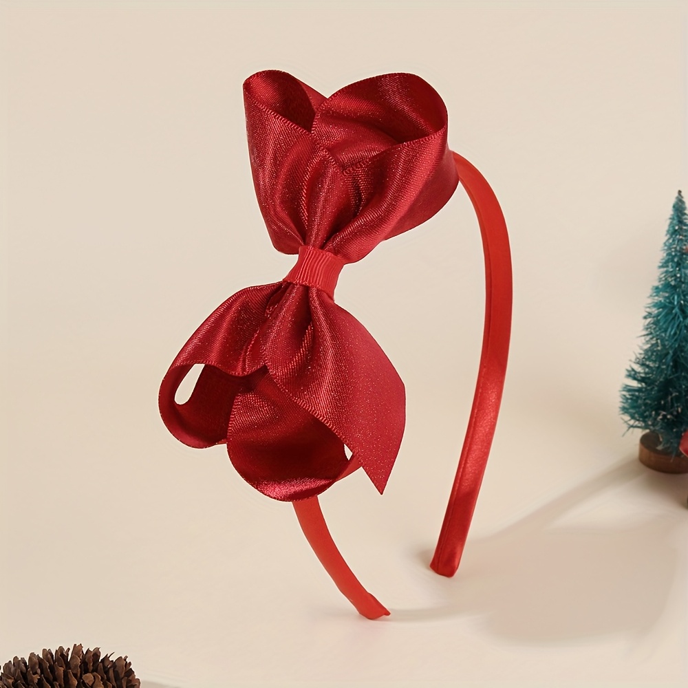TEMU Serre-tête 1 pièce avec nœud en de Noël pour femme, grand nœud élégant, à cheveux avec tissu brillant et nœud en ruban , accessoire de cheveux