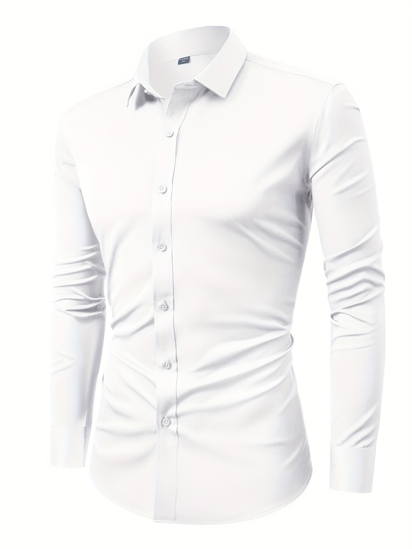 * Stretch *'s Formal Shirt Long Sleeve Business Casual Fashion Iron-Free  Adult Solid Color Workwear Shirt