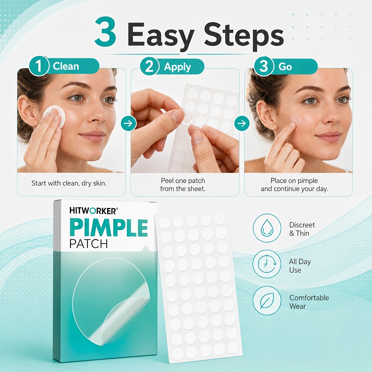 400pcs High-Quality Hydrocolloid Invisible Patches for Blemishes