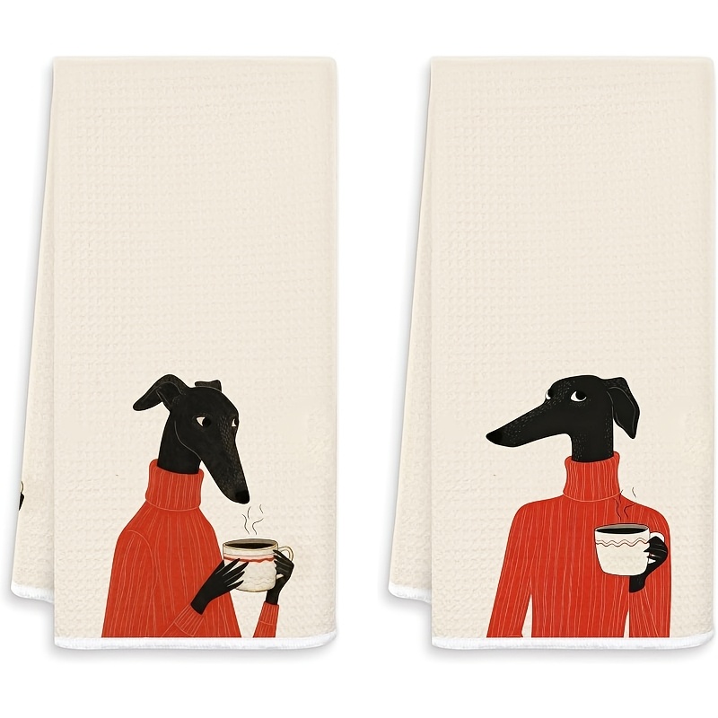 TEMU Cleaning Cloth 2pcs Modern Kitchen Towel, Fashionable Coffee Decor Dish Cloths, Suitable For Kitchen Cafe Decor, Coffee Enthusiast Gift,