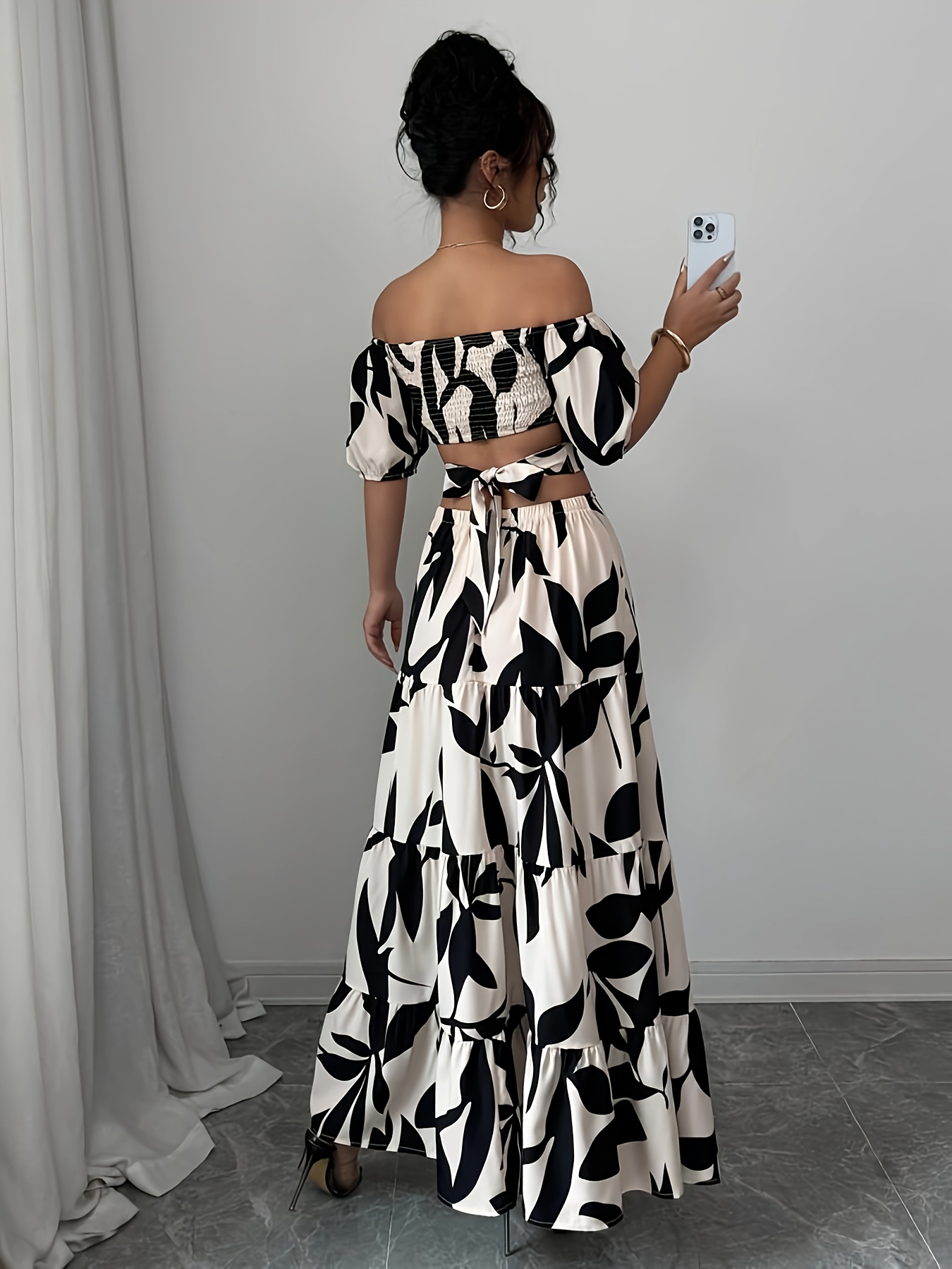 black and white floral dresses Leanne Floral Midi Dress