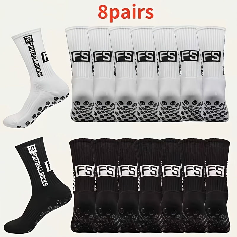 TEMU 8 di calzini sportivi professionali antiscivolo, resistenti all'usura, versatili, morbidi, calzini da calcio con stampa FS, calzini da palestra,