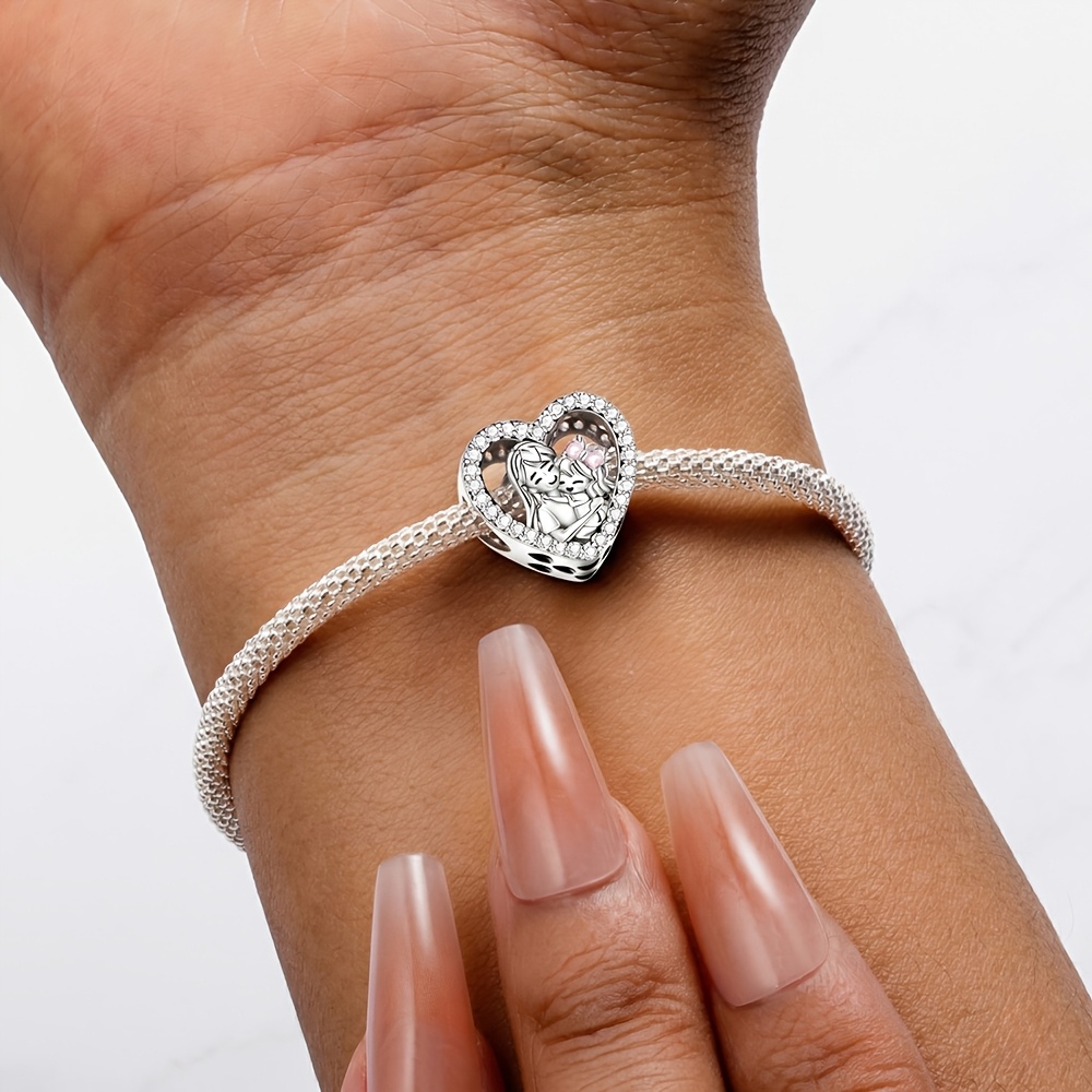 Silver Plated Loving Mother and Daughter Charm Pendant