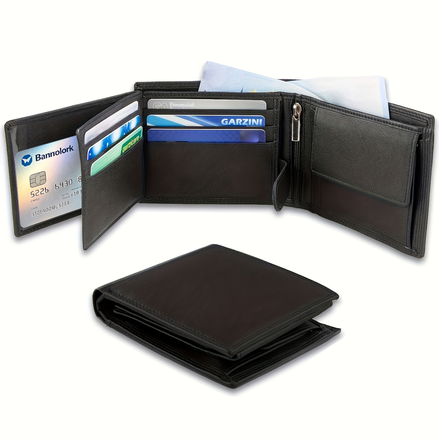 Image of Stylish Vintage Men's Wallet With 3 Id Window Portable Men's Front Pocket Wallet Coin Purse Minimalist Card Holder Short Wallet For Men Thanksgiving Gift Christmas Gift Perfect Gift For Men