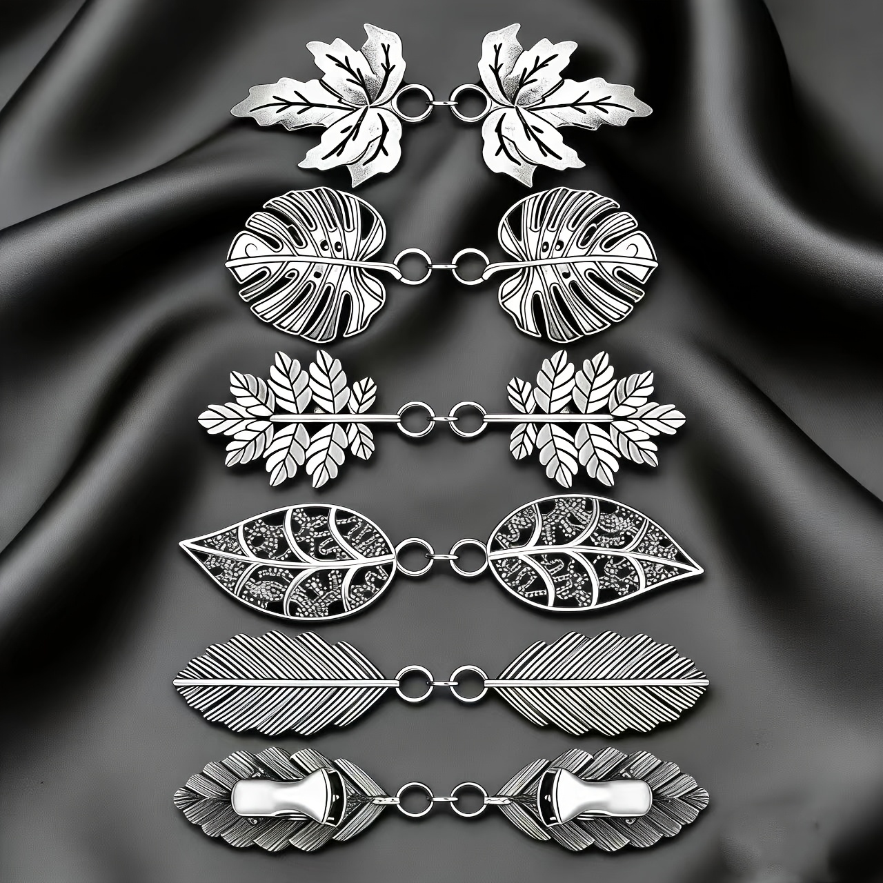 E-shop 5er-Pack Schalclips, Umhangschließen, Strickjackenclips, Pulloverclips, Vintage-Kragen, Umhang und silberfarbene Schalclips, Unisex, perfektes