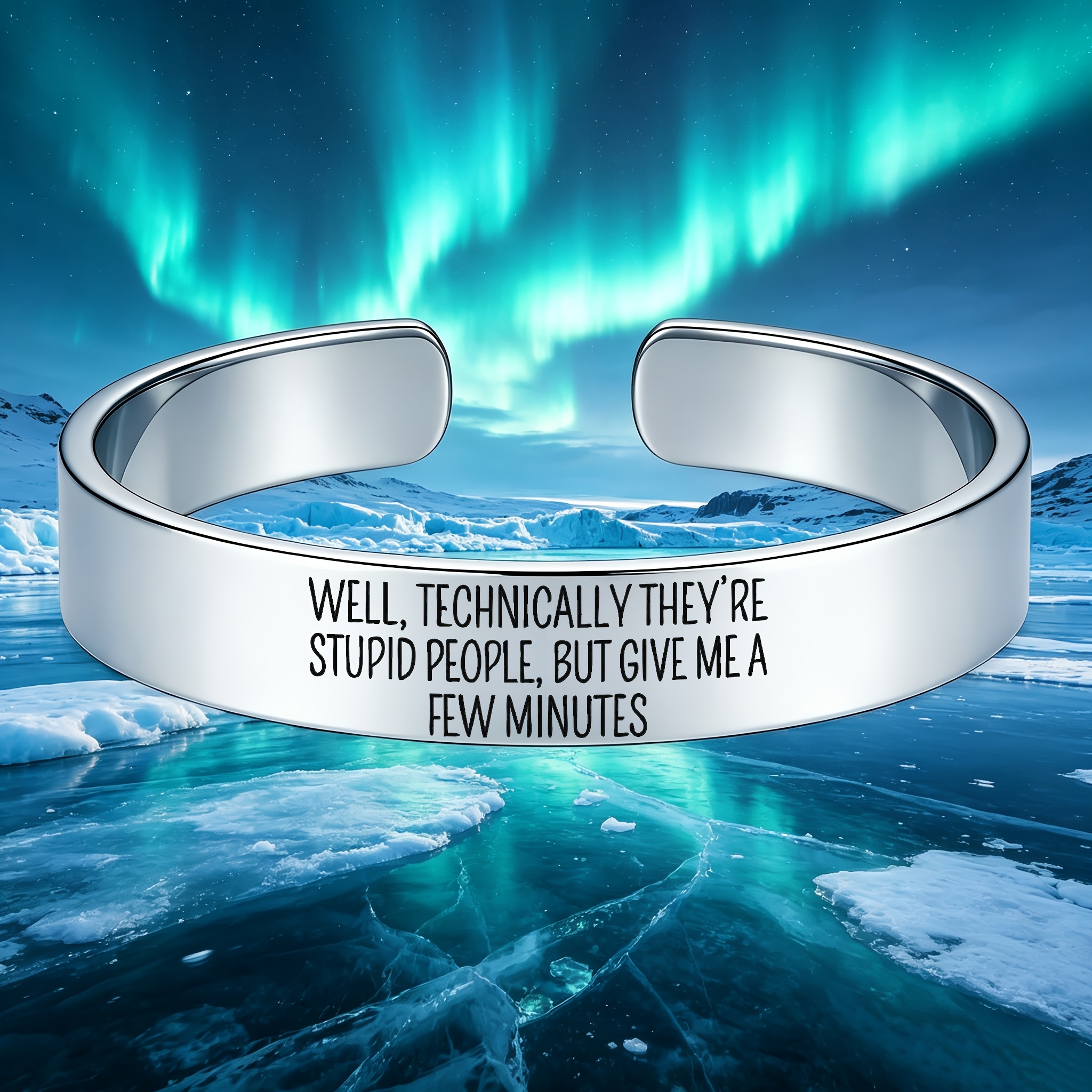 Quirky 304 Stainless Steel Open Bangle Bracelet