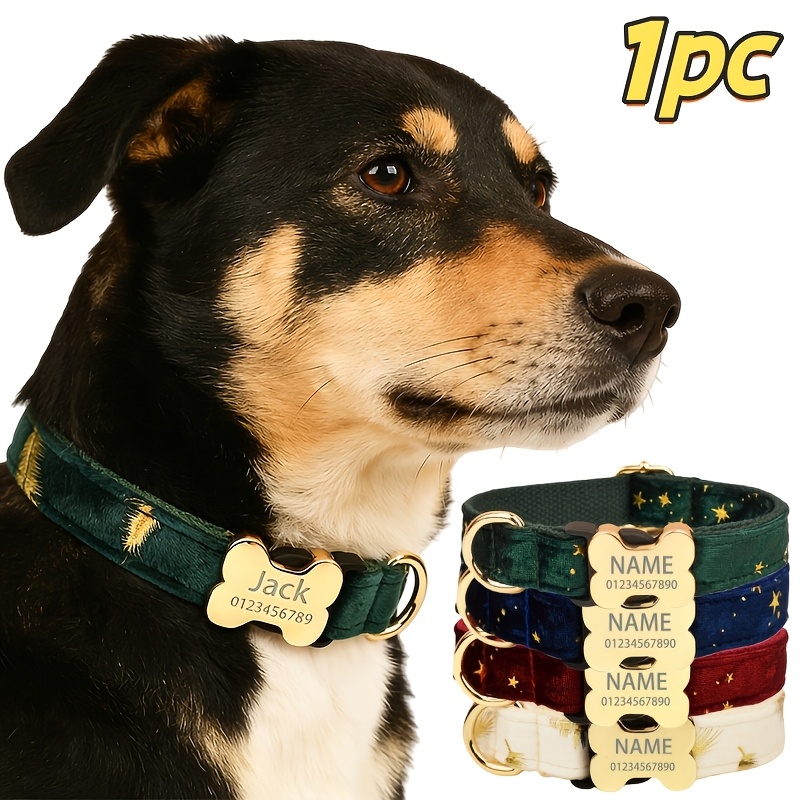 Personalized Cute Green Star Feather Pet Collar with Metal Bone Buckle