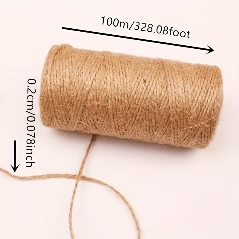 100m Natural Jute Twine - Heavy-Duty Rustic Fiber Rope for Gardening, Crafts, Wedding Decorations, Plant Wrapping & Rustic Home Decor - Twine with Natural Brown Color & Rough Texture (No Processing) - Durable Fabric Material for Arts & Crafts, Rustic Tools & Lawn Care, Perfect for Gift Wrapping and Decorative Projects, Craft Enthusiasts