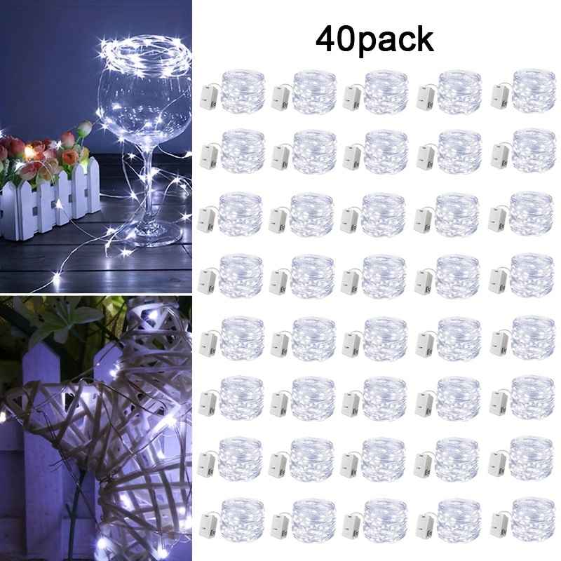 TEMU 40pcs Fairy Tale Lamp Battery Operated String Lights - 7ft 20 Led Mini Lights With Silvery Wire Firefly Starlight For Diy Bedroom, Ideal For Weddings, Parties, Festivals, Christmas (twinkling)