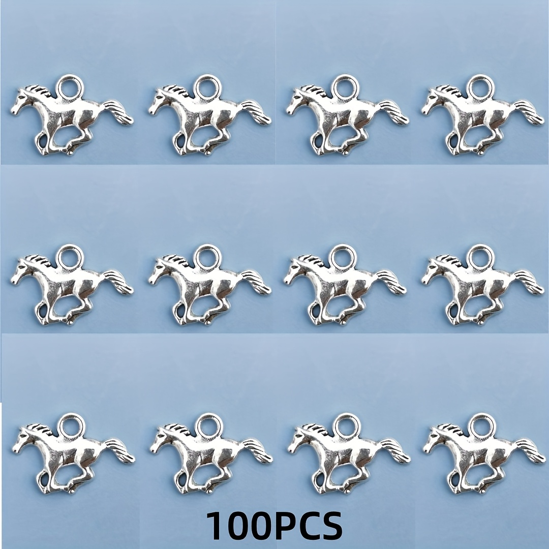 TEMU 50/100 pièces pendentif cheval vintage en alliage de , collier DIY, bracelet, boucles d'oreilles, chevillère, porte-clés, fabrication de bijoux