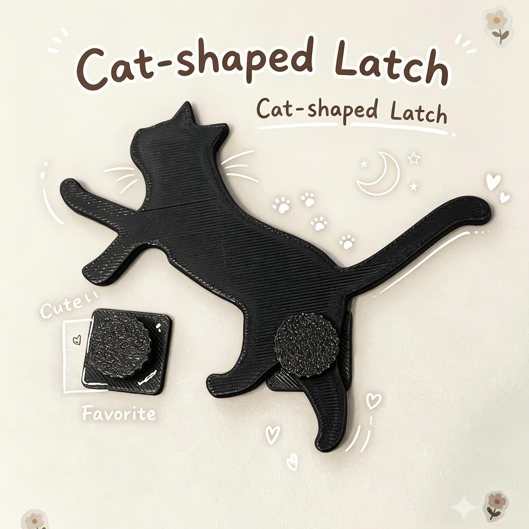 TEMU Serrure de sécurité pour porte de placard de chat - Anti-ouverture par animaux de compagnie, installation facile outil, convient aux armoires de