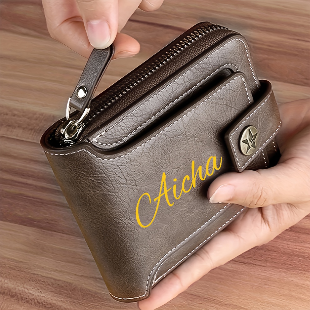 billetera personalizada de cuero sintético para hombre con