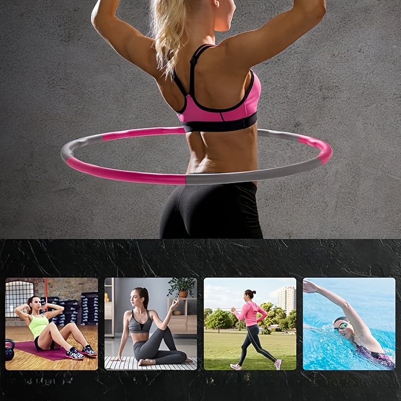 Detachable Fitness Hoop with Massage Nubs, Polypropylene Exercise Ring with Weight Adjustment, Striped Design for Enhanced Grip Stability