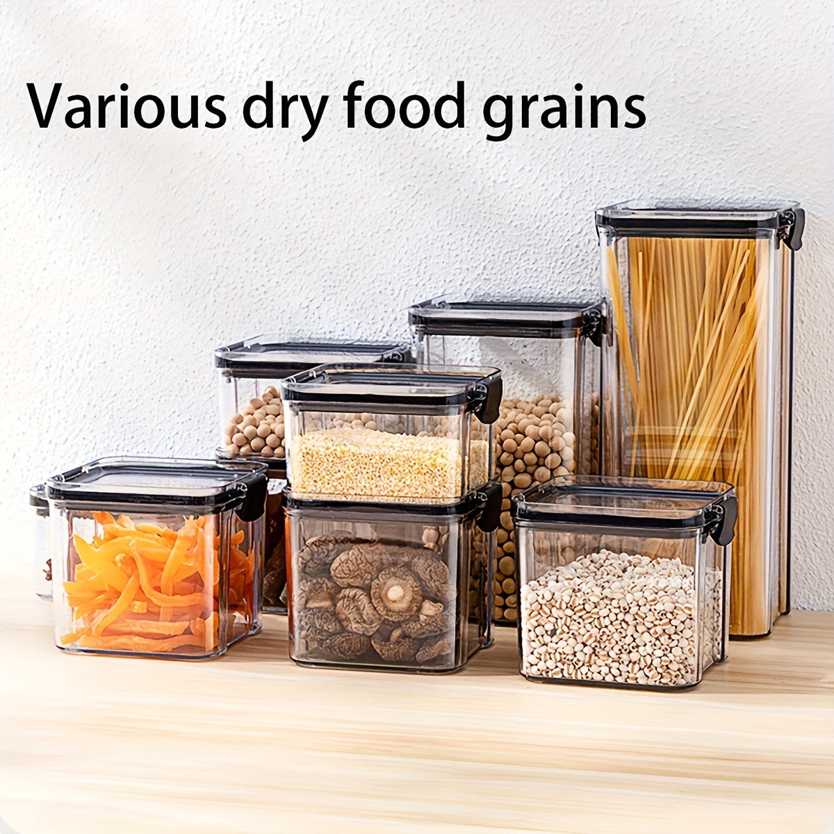   storage containers with lids moisture proof stackable sealed jars plastic kitchen and pantry organizers for     flour nuts pasta 5pcs set Product details 3