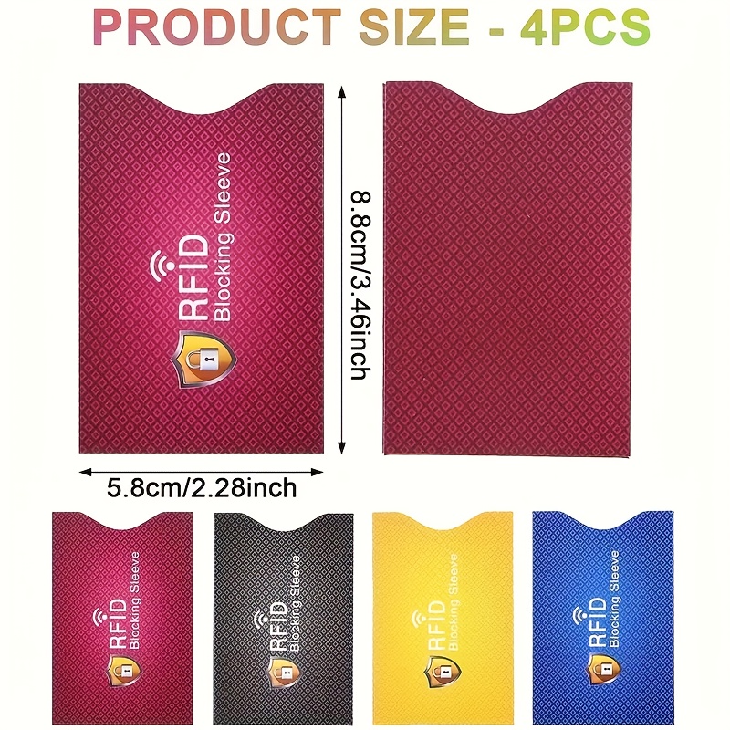 Image of Set Of 4 Rfid Protection Sleeves, Designed To Shield Credit Cards And From Theft, Ideal For Office Use And Travel