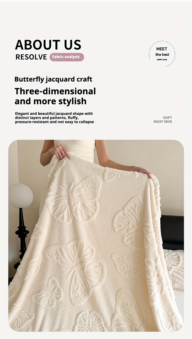 1pc double sided fleece tafurong solid color 3d three dimensional butterfly blanket nap blanket soft blanket bed   multi functional blanket details 2