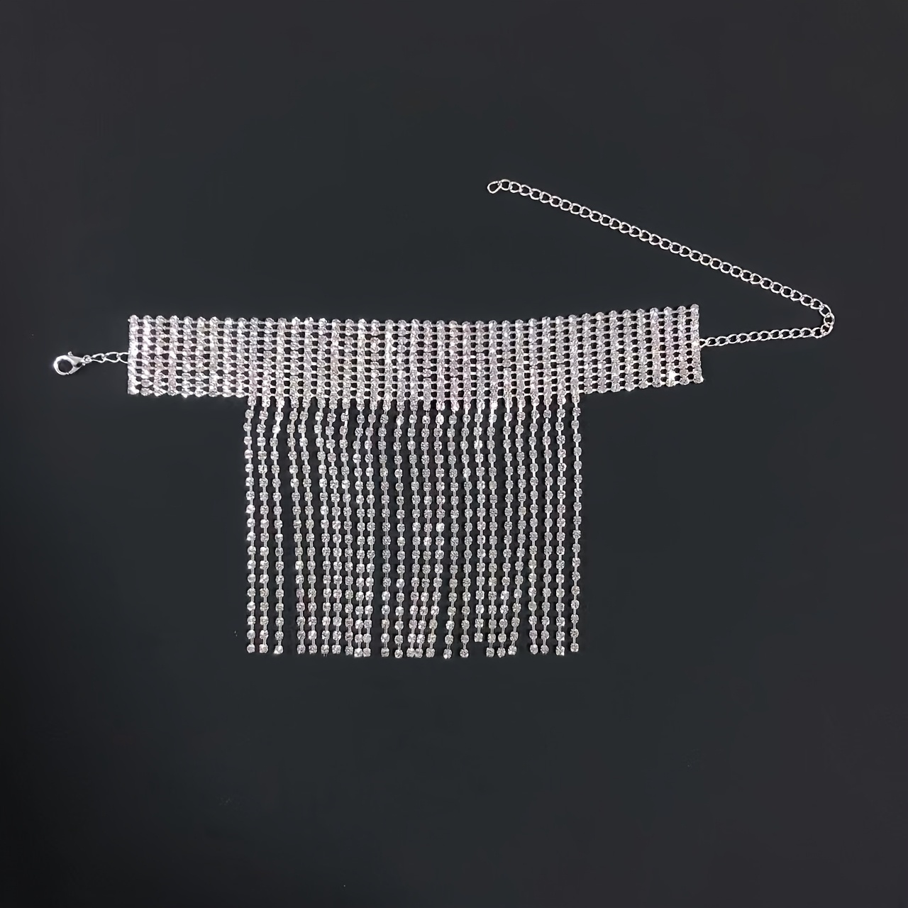 Luxurious Multi-layered Rhinestone Tassel Anklet, Elegant Foot Jewelry