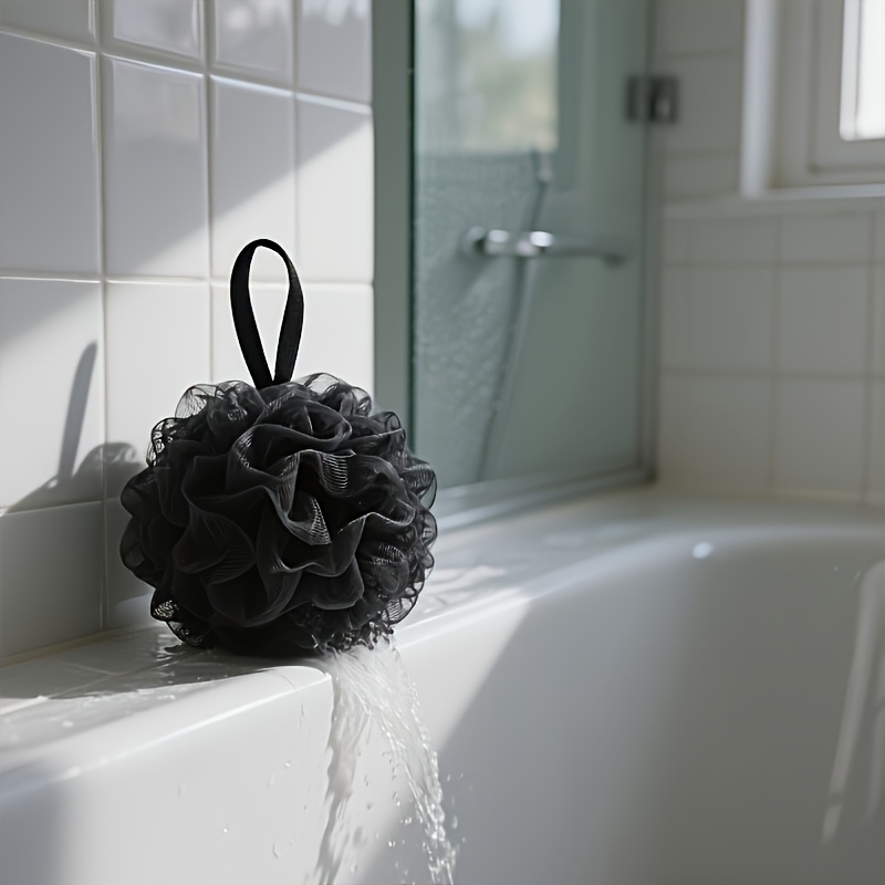 1 soft mesh shower sponge and 2 exfoliating sponges black and white striped exfoliating body back scrubber ergonomic handle suitable for   beige body shower sponge sensitive beige care textured surface