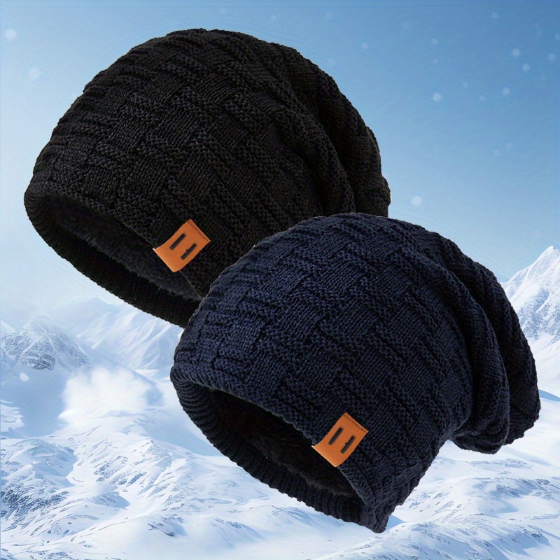 TEMU Ensemble de 2 bonnets au tendance , ensemble de bonnets chauds en d'automne et d'hiver, bonnet en à décontracté style couple, bonnet chaud