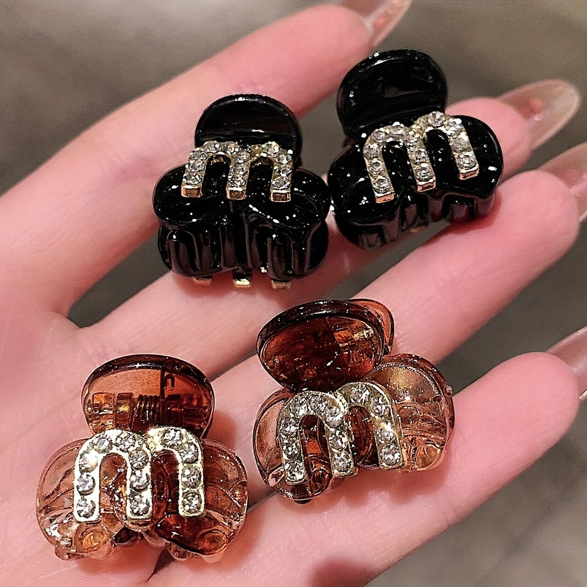 

2pcs/4pcs Mini Hair Claw Clips With Rhinestones - Chic & Practical, Styling And Accessorizing, Hair Clips