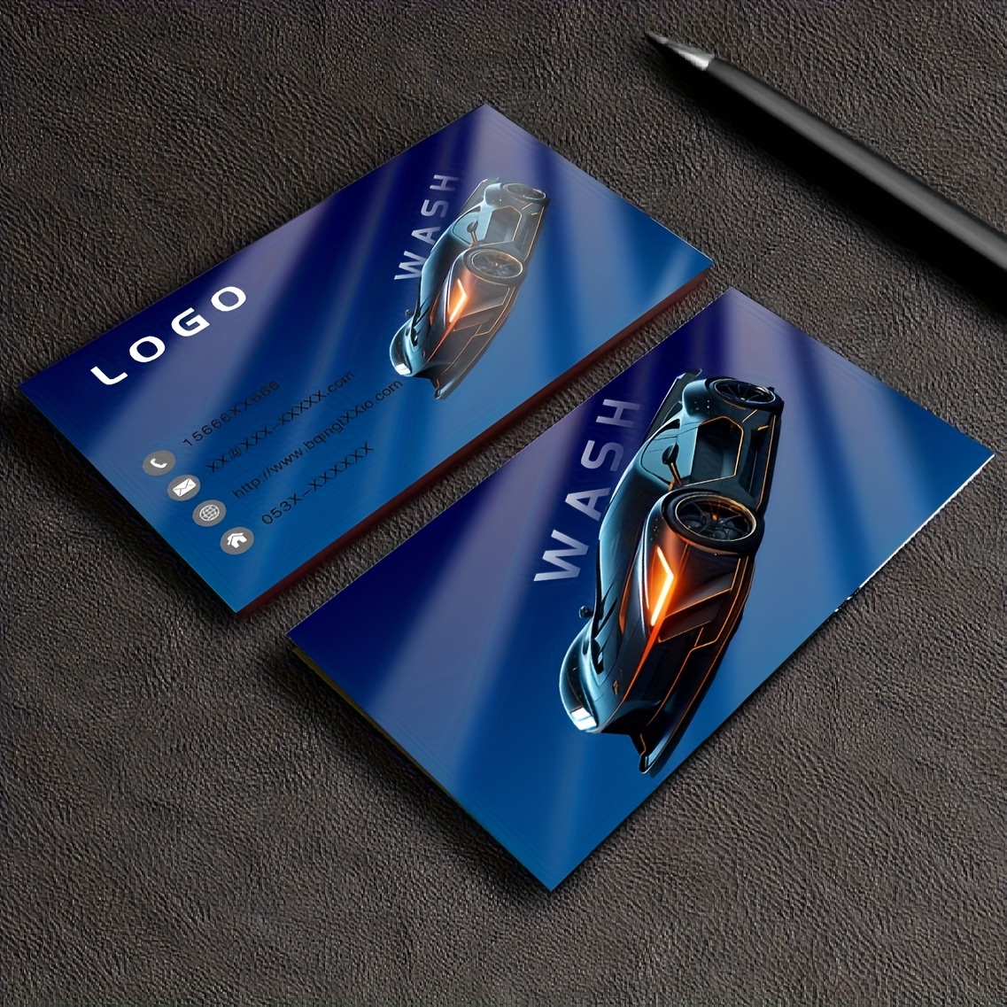TEMU Cartões de Personalizados - Papel Cobre e Brilhante - Design Automotivo Elegante - Informações de Personalizadas - Ideal para Profissionais e