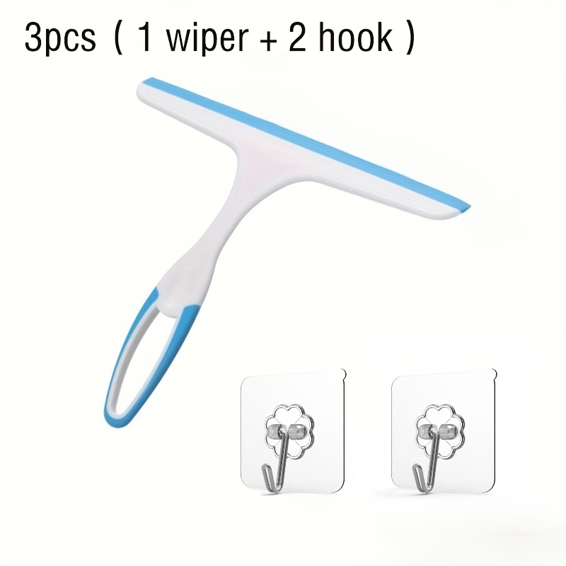TEMU 3pcs Of Shower Wipers With Hooks (color Random)-household Cleaning Wipers Are Window Wipers, Handheld Glass Wipers Remove Water And Dry