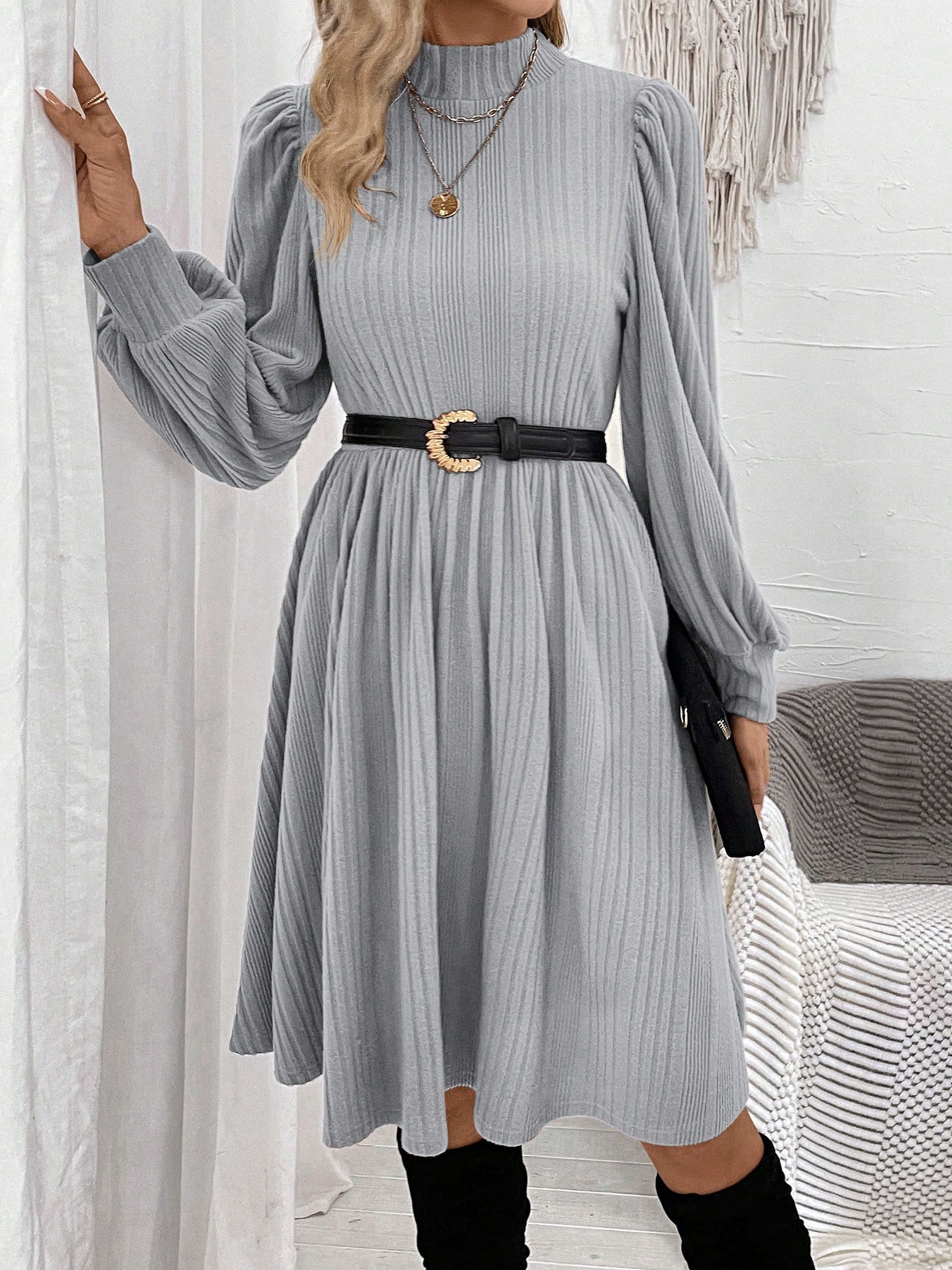 slim fit dress slacks Winter Wool Gray Dress C4317 – YLISTYLE main image 1