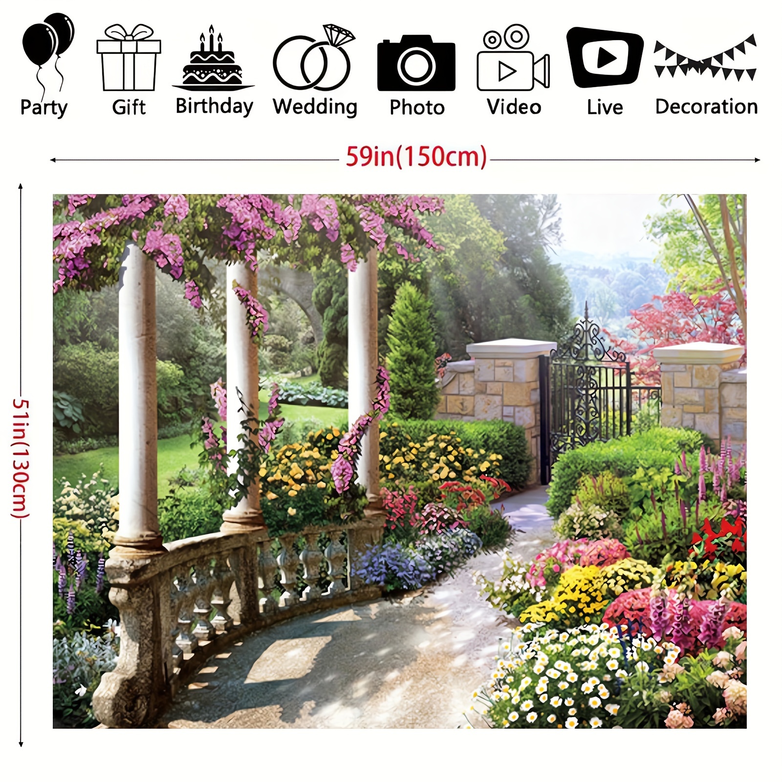 1pc Spring Secret Garden Backdrop For Photography Picture Colorful Flower  Floral * Newborn Baby Shower Party Supplies Decoration Photoshoot Phot