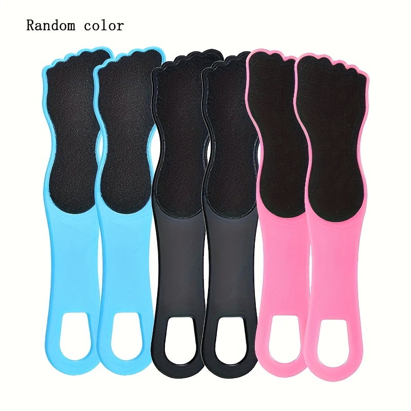 Image of 6pcs Random Colors Double-sided Sanding Foot Care Files, Coarse And Fine, Double-sided Foot Scrapers, Soft Corn Remover, Heel Brush For Foot Care, Exfoliating Foot Files, Plastic Handle