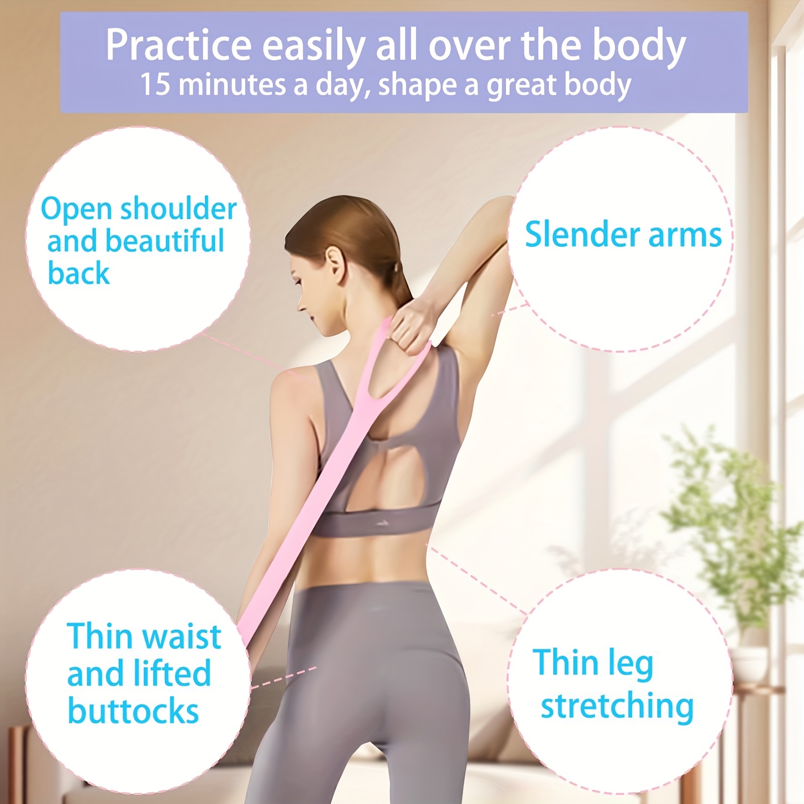  band portable portable upper body workout equipment for arm shoulder back leg stretching ideal for yoga pilates home home workout equipment band durable exercise equipment bands details 3