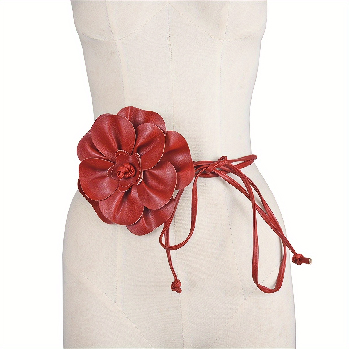 

Ceinture de taille à fleurs de chic française pour femmes, ceinture pour robes et costumes, accessoire polyvalent pour mariage, fête, plage, tenue quotidienne - Non textile, plumes, taille moyenne