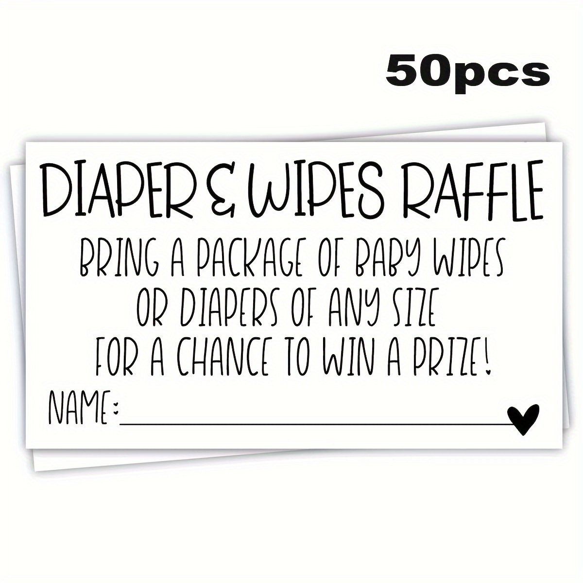 

50pcs Diaper & Wipes Raffle Tickets - 3.5x2" Shower Invitation Inserts With " A Pack Of Wipes Or Diapers" Option - Ideal For & Party Games, English Text