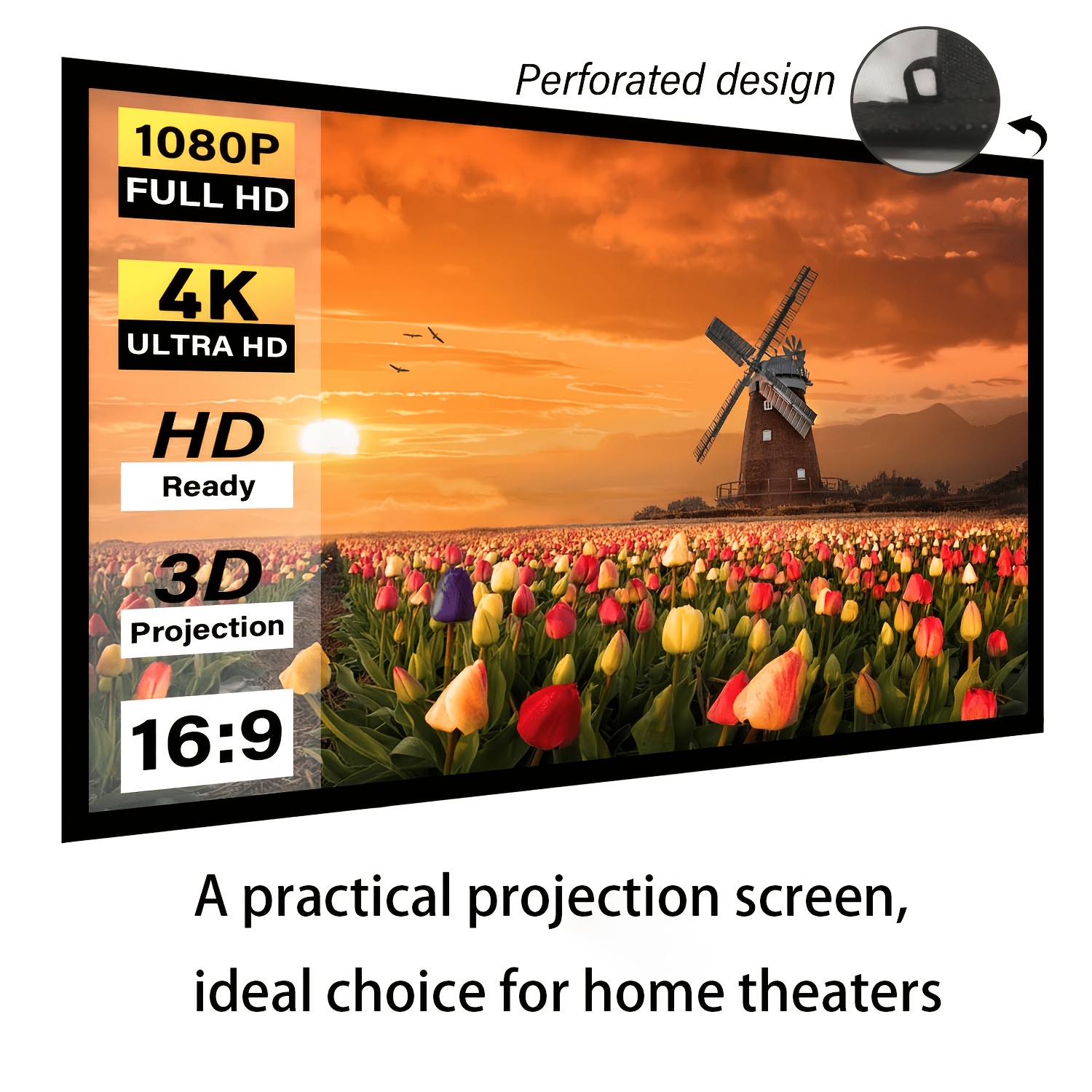 Image of 72-inch High-definition Portable Movie Screen, 16:9 Ratio, Double-sided Projection, Suitable For Home Theaters, Indoor Environments, Outdoor Areas, Backyard Parties, Etc. Easy To Clean And Durable