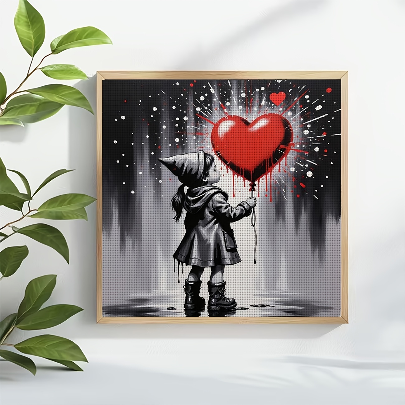 Child Holding a Red Heart Balloon Cross-Stitch Kit