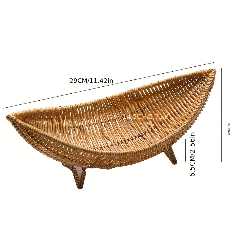 Nordic Style Crescent Shaped Woven Storage Basket, Basket with Feet, Bathroom Sink Storage, Bedroom Living Room Desktop Clutter Sorting, Natural Retro Home Decoration Storage Basket, Shelf Baskets