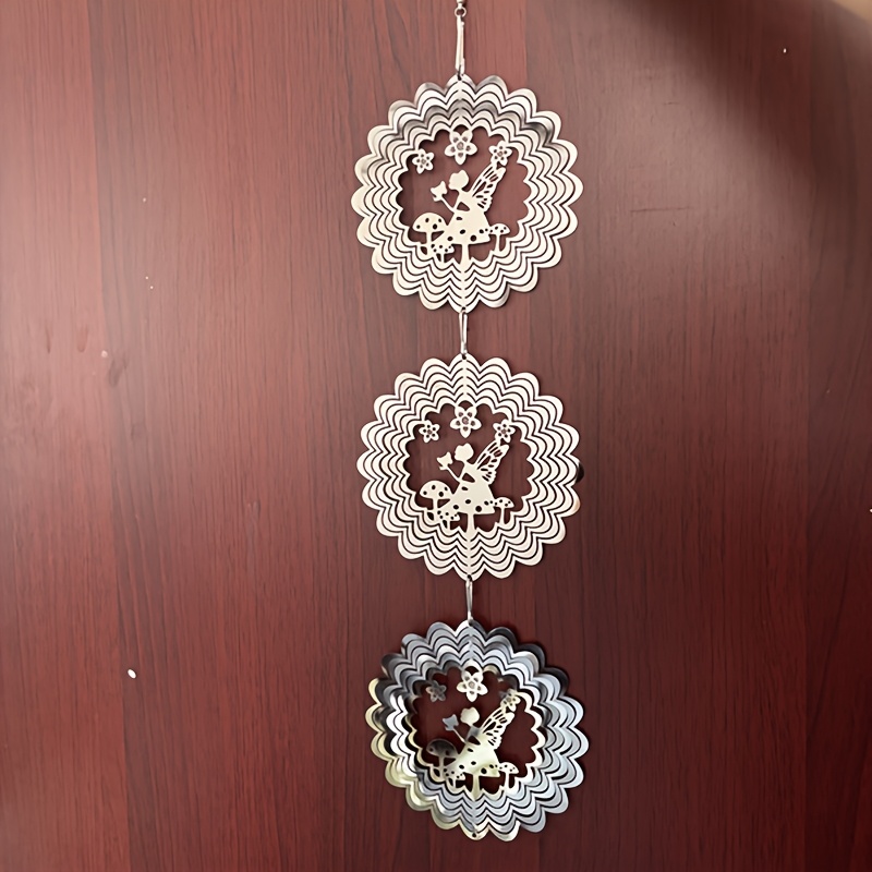 E-shop 3er-Set Vogelschreck-Scheiben, Reflektierender 3D Edelstahl Windspinner Hängeornament, Outdoor Garten-Dekoration, Vogelabwehrgerät,