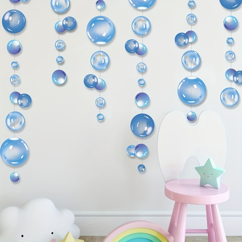 

Transparent Bubble Garlands Mermaid Party Decoration Colored Blue Flat Cutouts Hanging Streamer For Birthday Baptism Wedding Ocean Wall Decal Bridal Shower Bedroom Photo Props