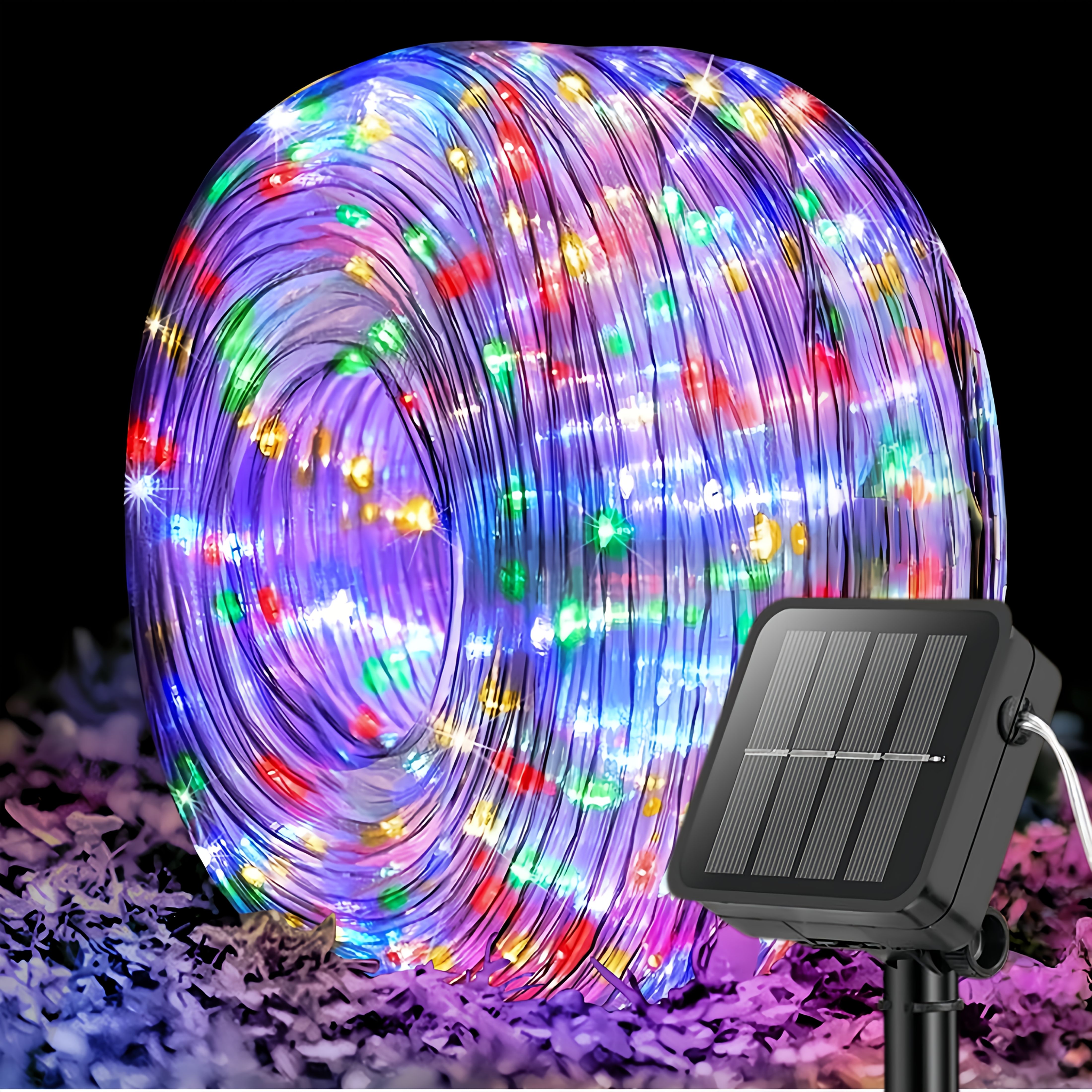 TEMU 1pc 300/200/100/50 Led Solar Hose Rope Lights, 8 , Christmas String Lights, Indoor String Lights, Flexible Transparent Light Tubes, Christmas