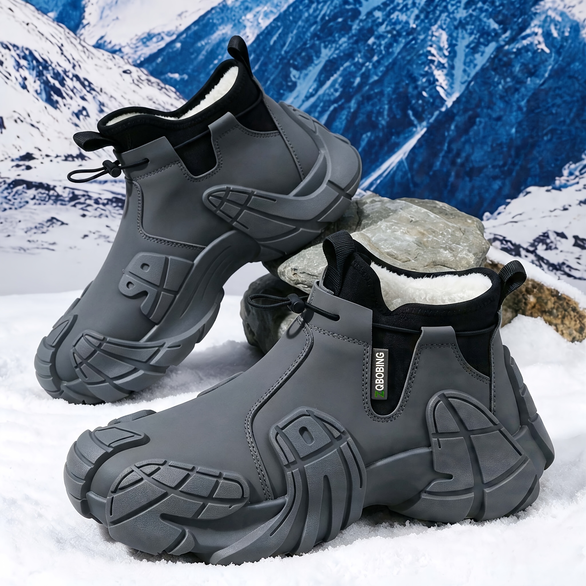 mens autumn winter fleece lined wide toe hiking boots   top synthetic upper durable pvc sole fabric insole gym casual wear gray black khaki design comfortable lightweight breathable warm suitable for outdoor sports casual hiking c